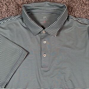 Southern Tide Mens XXL Driver Blue Gray White Striped Performance Golf Polo